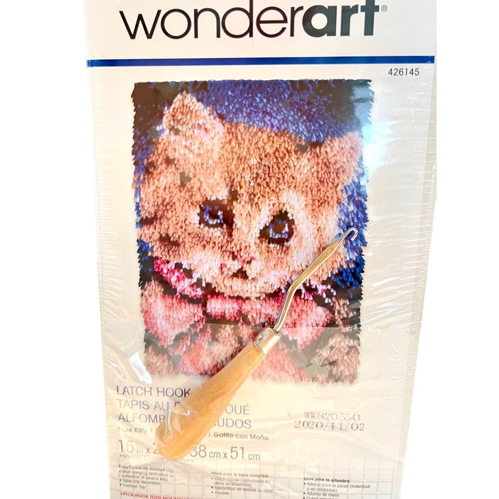 Wonderart Prize Kitty Cat Latch Hook Rug Kit 15"x20" With Tool 426145